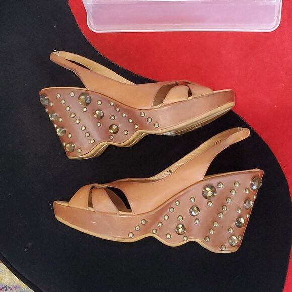 Rare Y2K Nike Air G Series Studded Wedge Shoes in Brown Size 7 - Picture 5 of 12